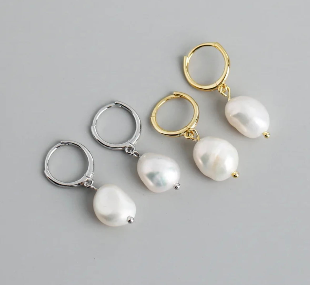 Fresh water pearl hoop gold plated/silver plated earrings