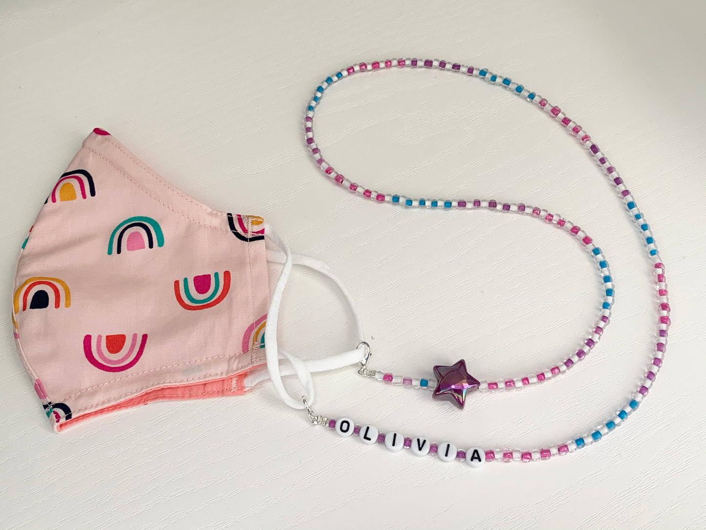 Blue, Pink, & Purple Star Face Mask