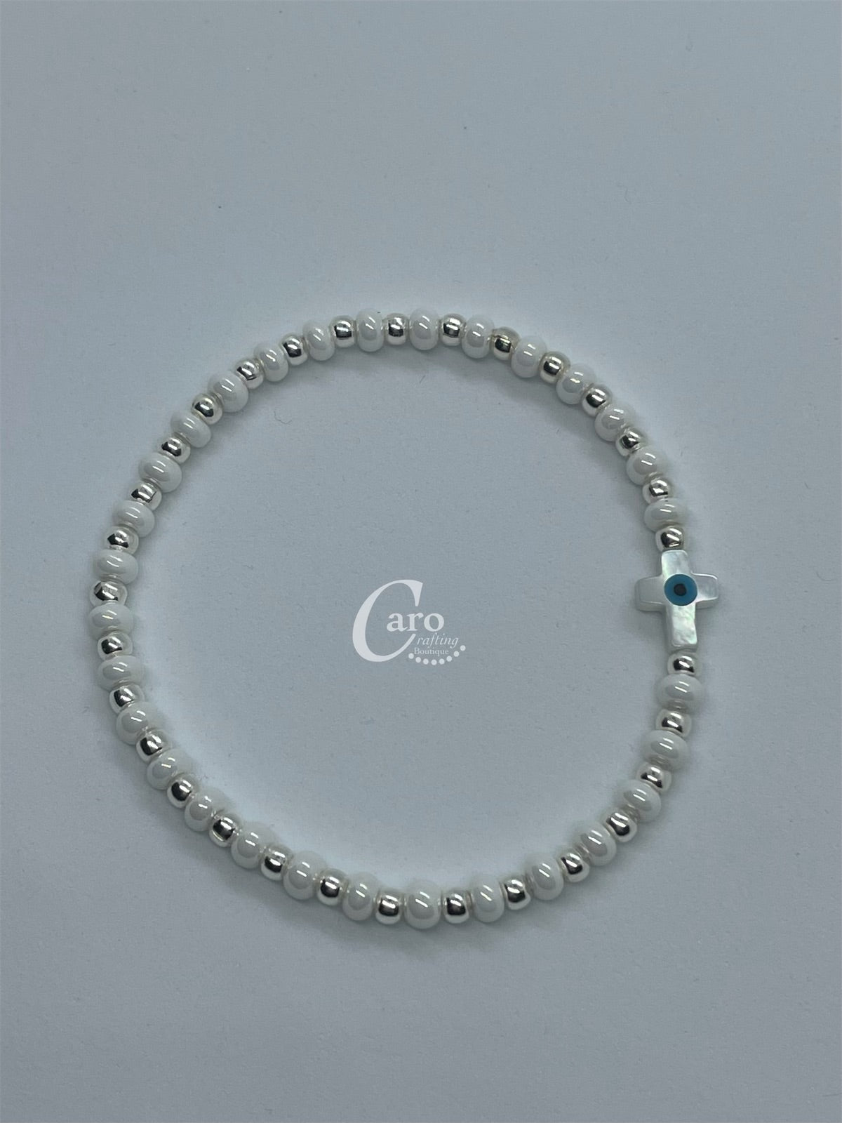 White Cross Silver Plated Bracelet