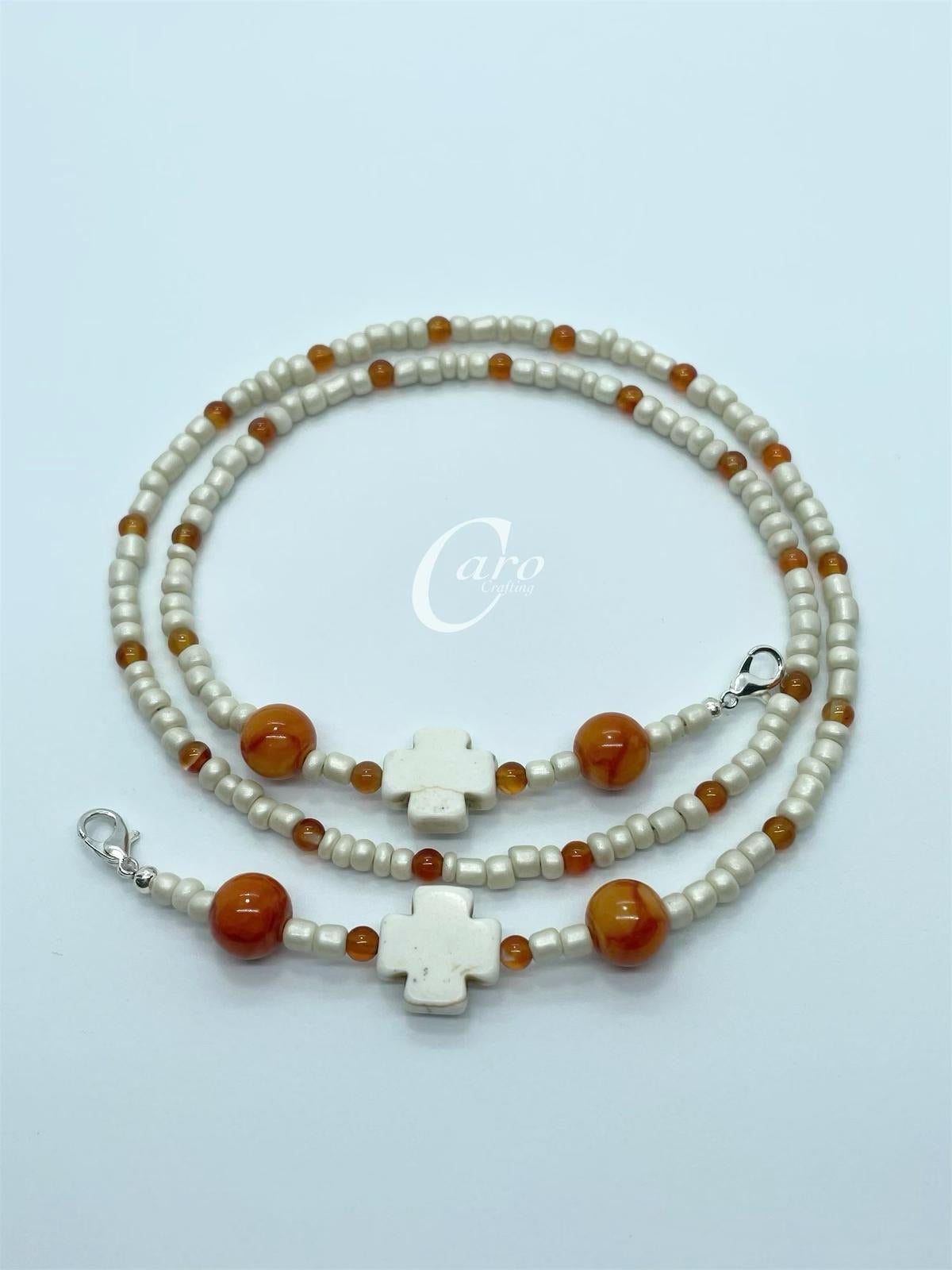 Cross White Face Mask Chain/Glasses Chain