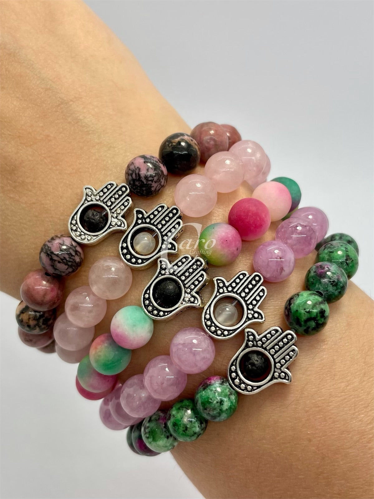 Crystal bracelet with hamsa hand