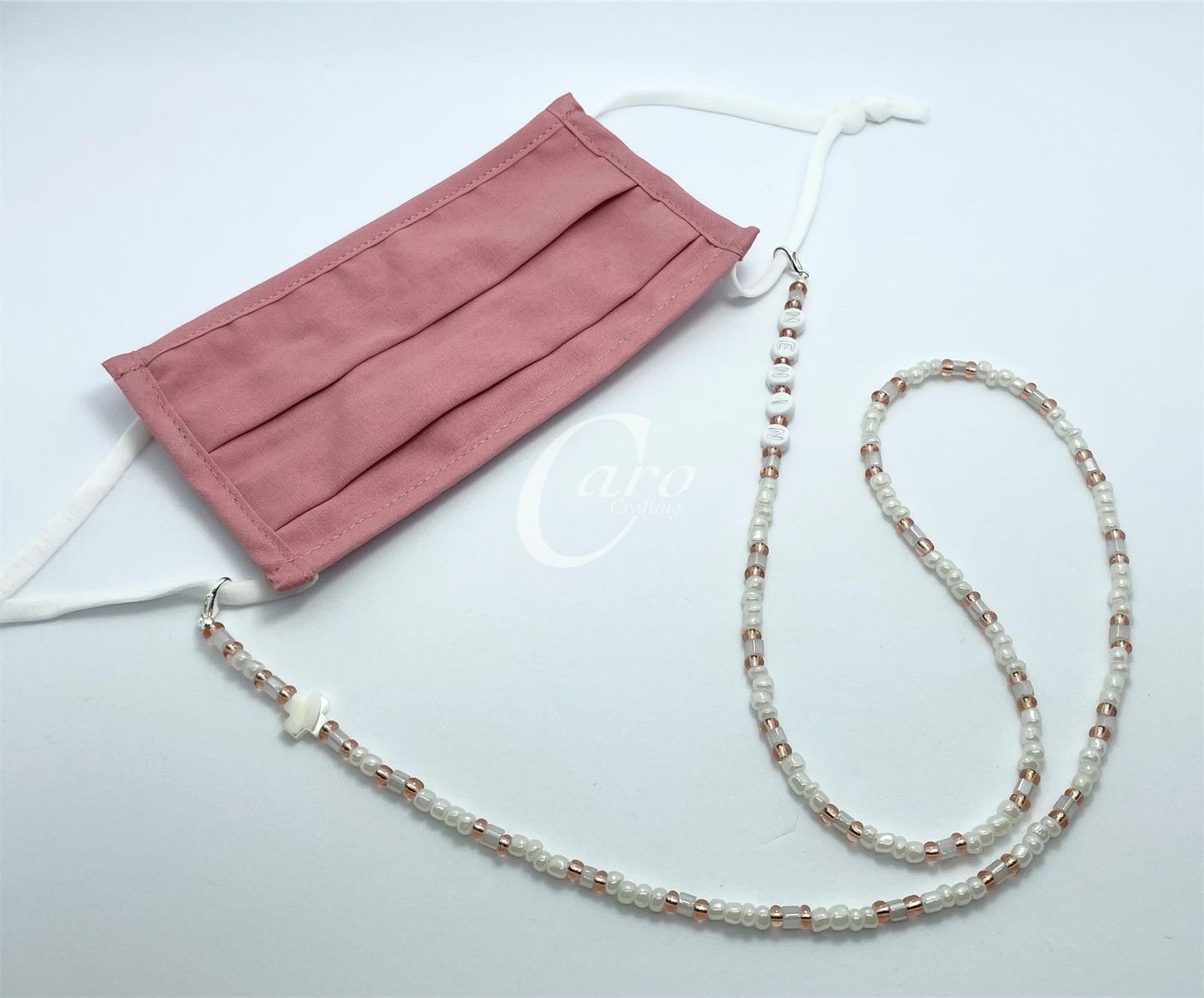 Pink & White Cross Mask Chain