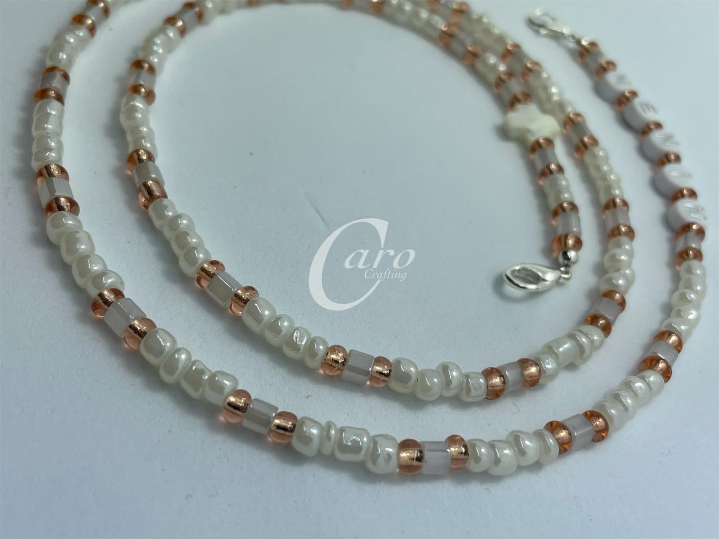 Pink & White Cross Mask Chain