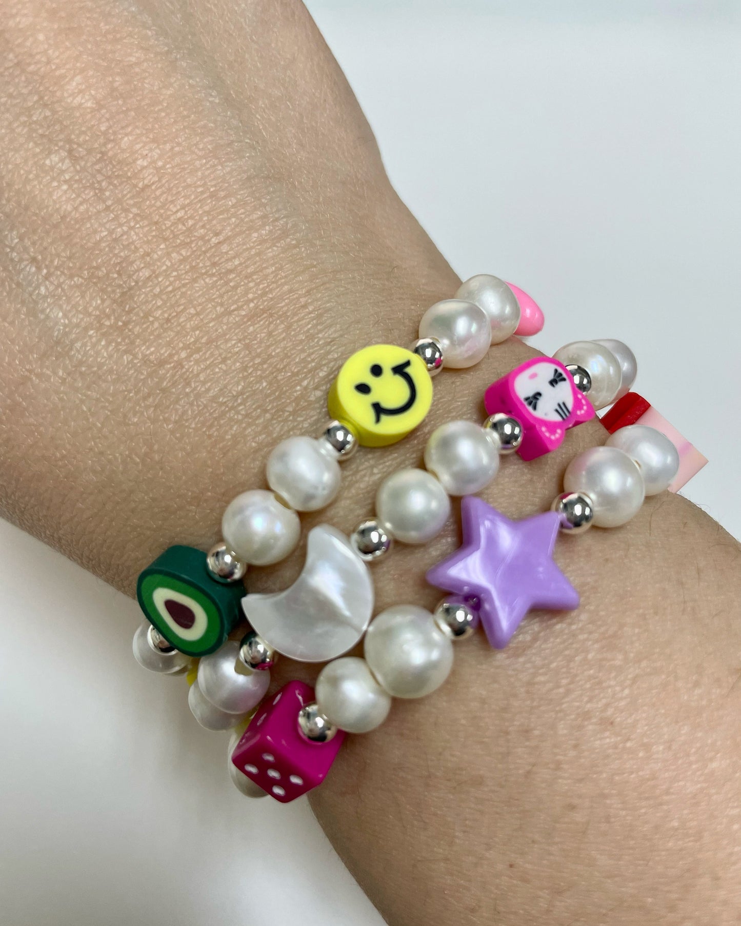 Pearl Emoji Bracelets/ Pyrite & Pearls