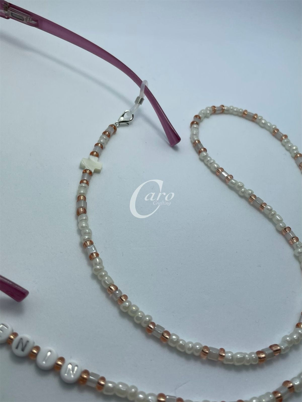 Pink & White Cross Mask Chain