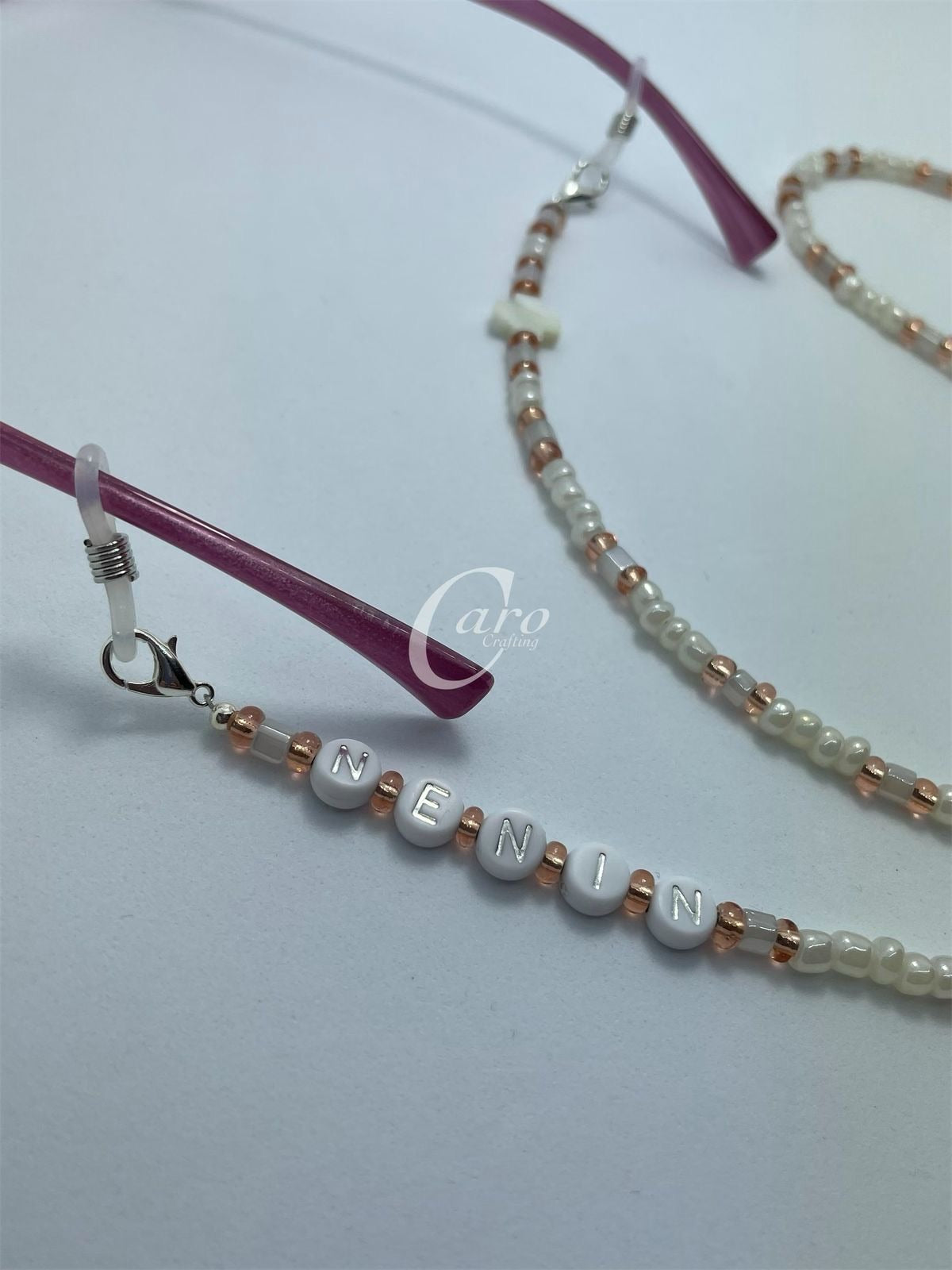 Pink & White Cross Mask Chain