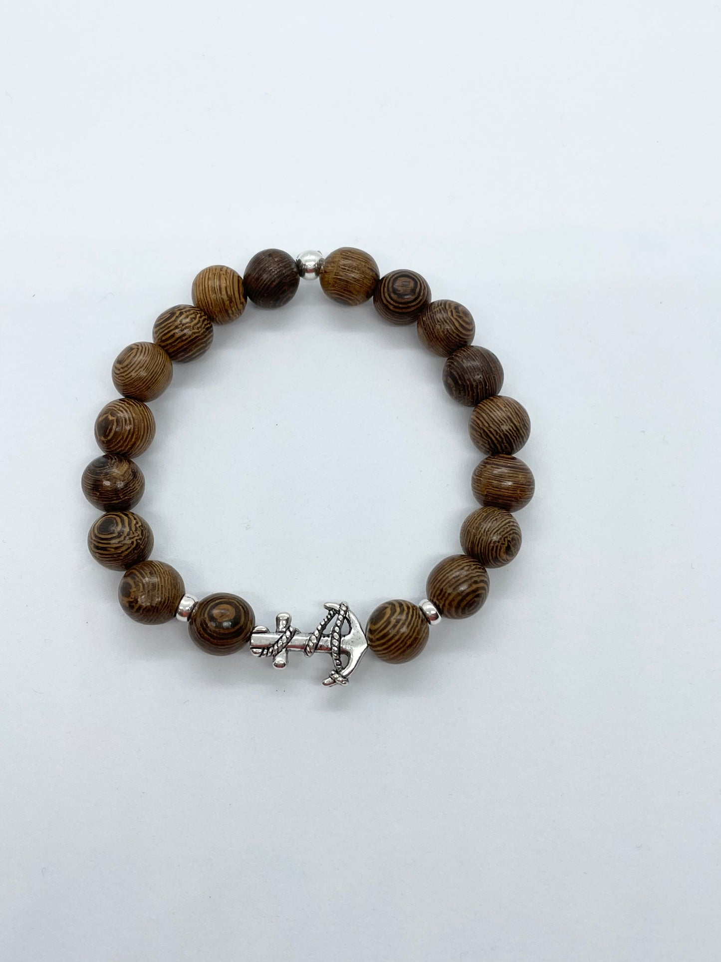Silver Played Anchor/Cross Bracelet