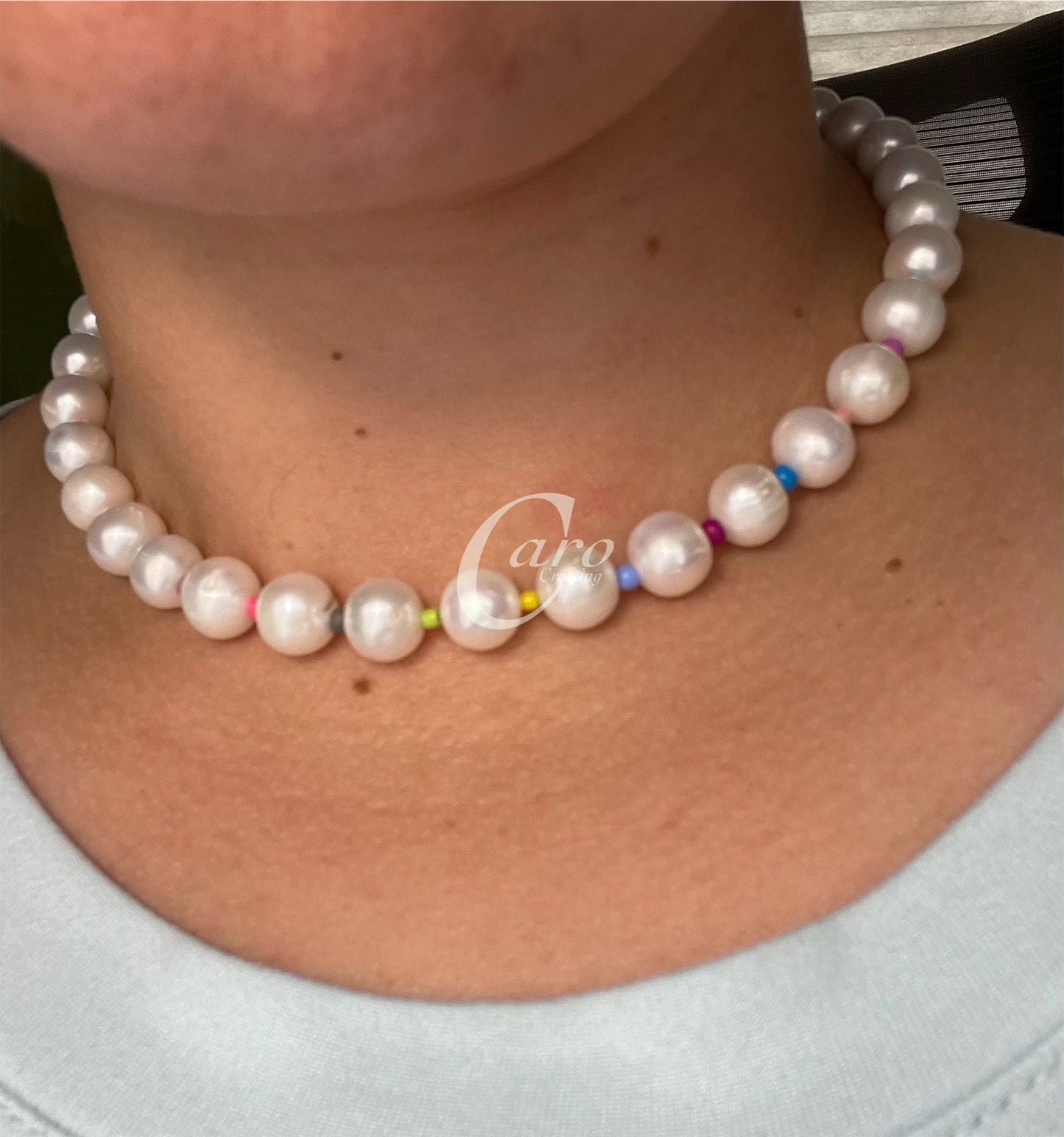 Colorful Fresh water pearl choker necklace