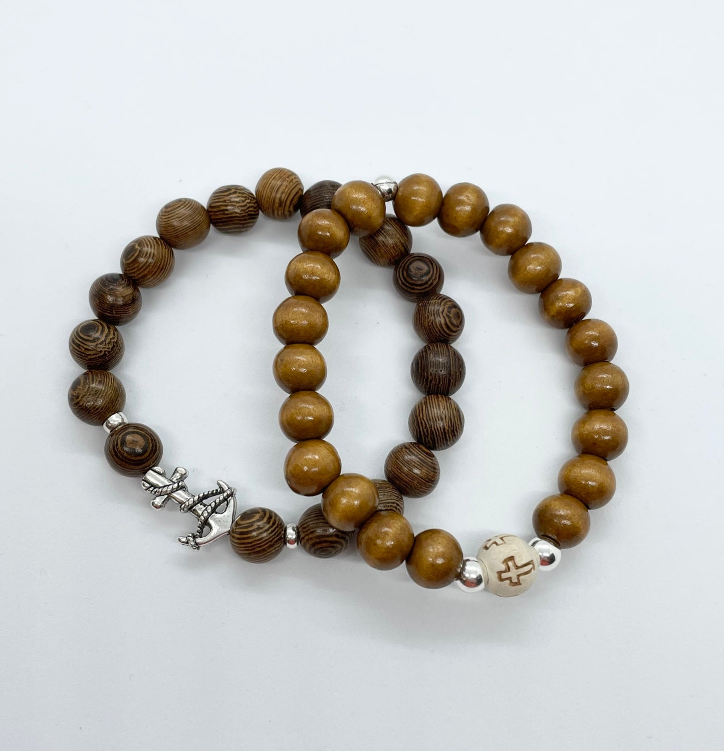 Silver Played Anchor/Cross Bracelet