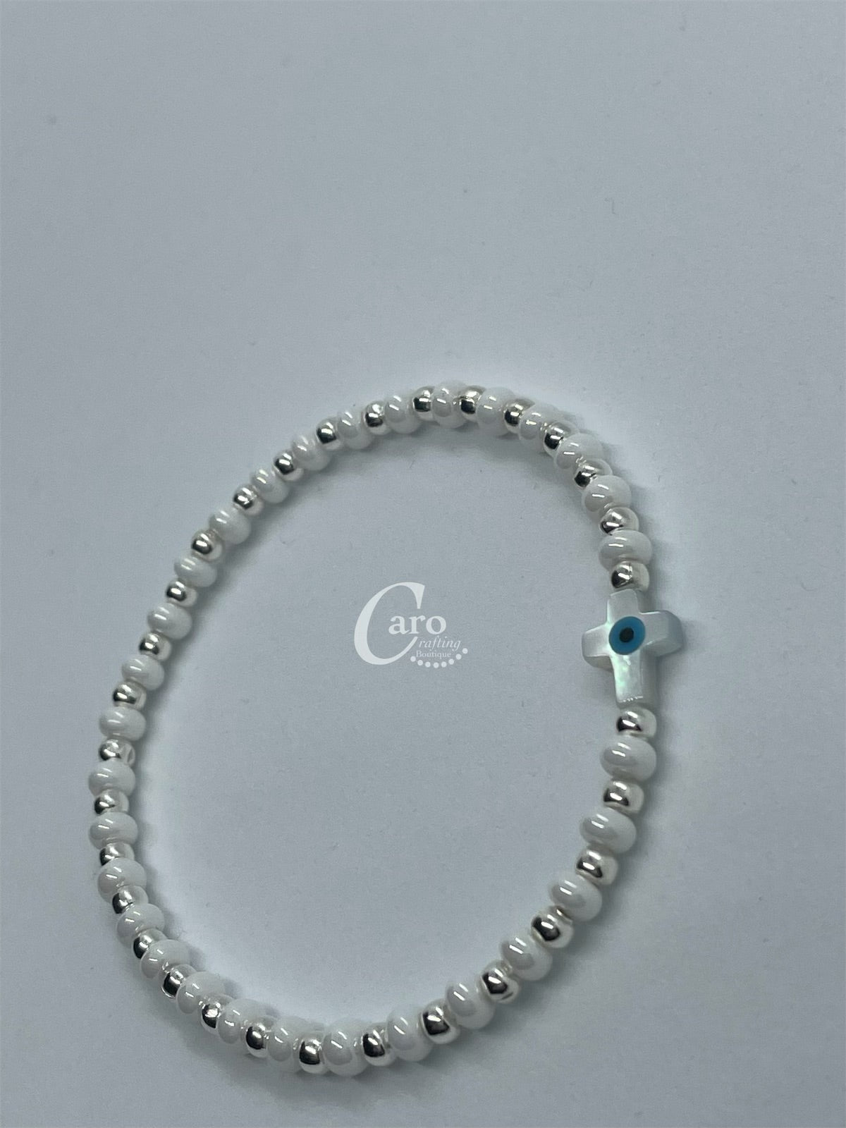 White Cross Silver Plated Bracelet