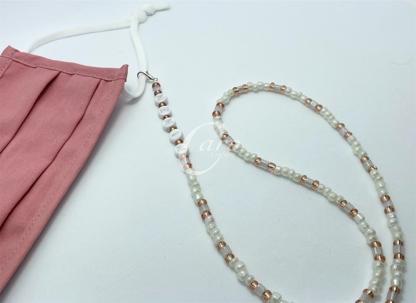Pink & White Cross Mask Chain