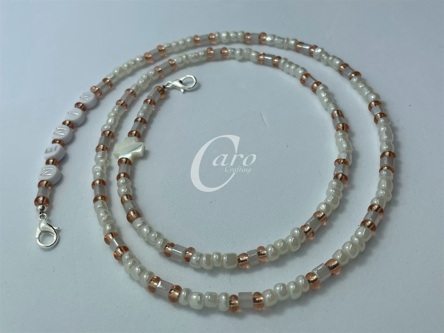 Pink & White Cross Mask Chain