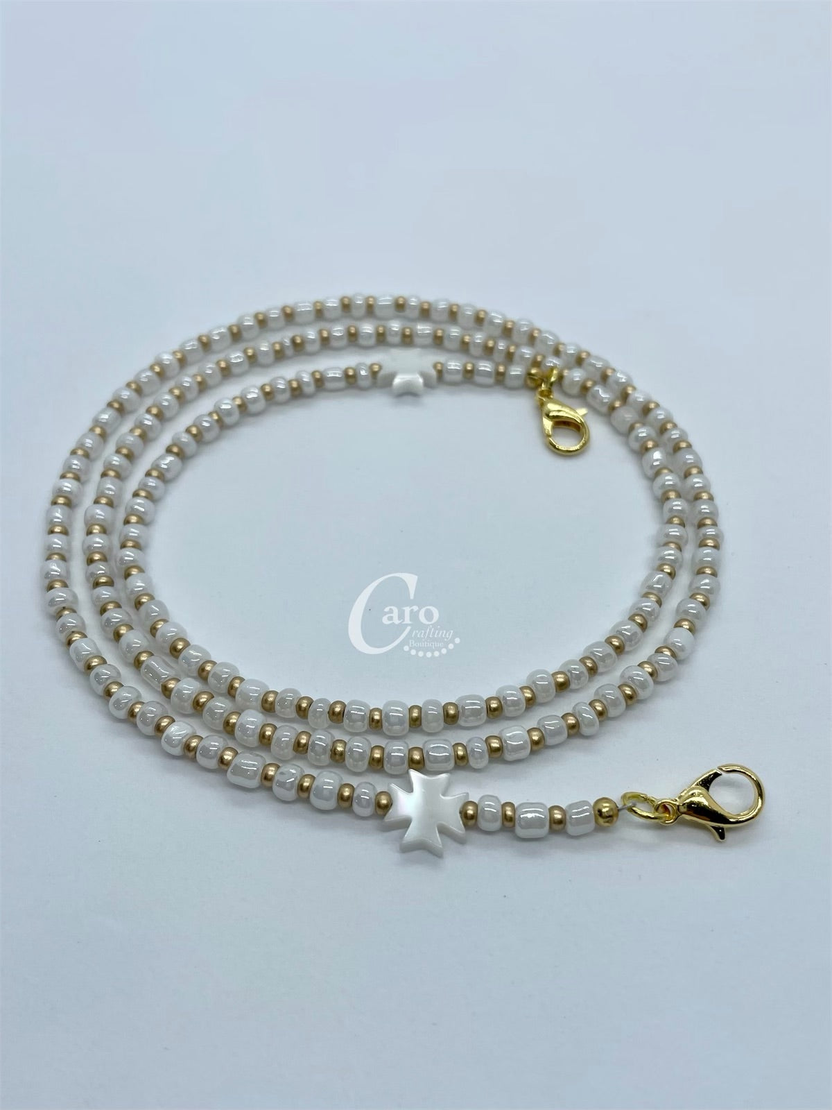 Cross Rose Gold Mask Chain/Glasses Accessory