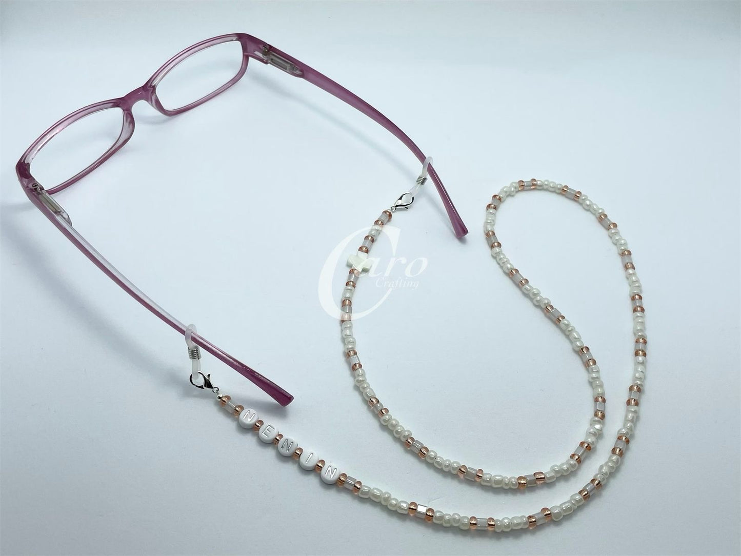 Pink & White Cross Mask Chain
