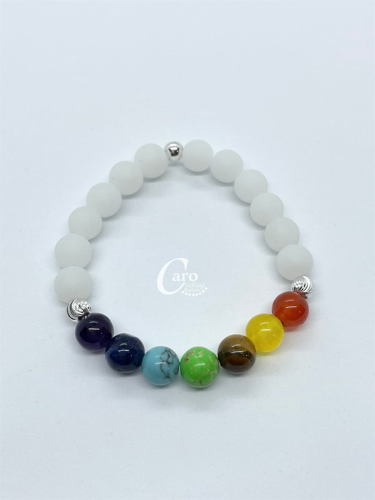 Crystal Bracelet 7 Chakra 925 Sterling Silver with Crystals