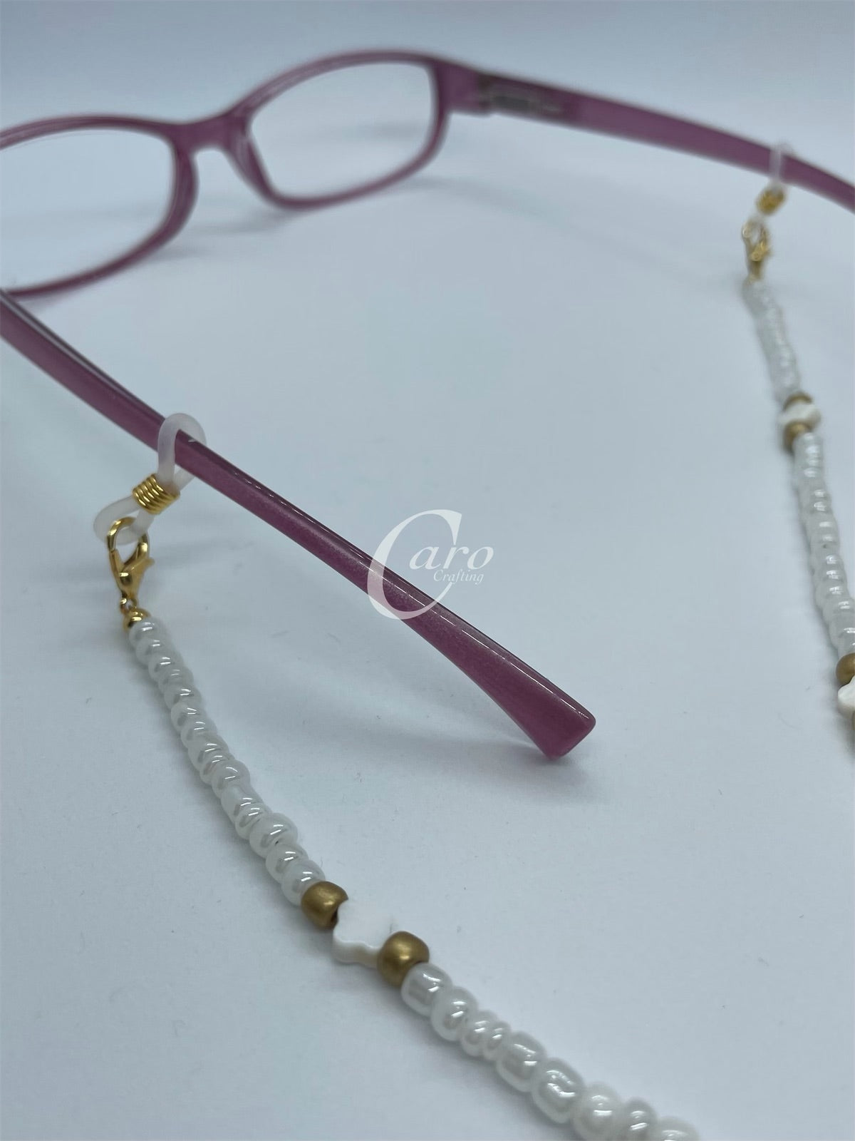 White & Gold Cross Face Mask Stylish Chain