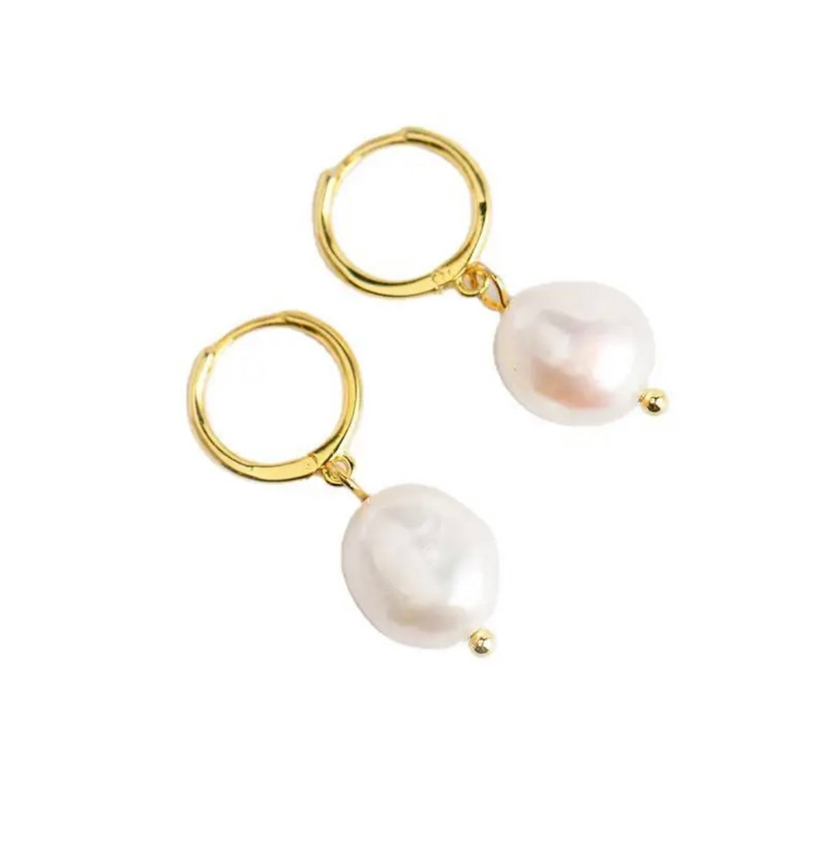 Fresh water pearl hoop gold plated/silver plated earrings