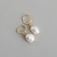Fresh water pearl hoop gold plated/silver plated earrings