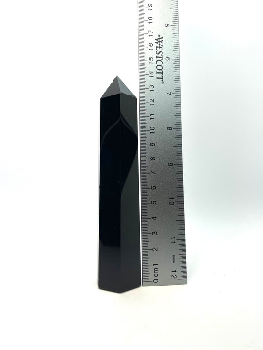 Point Crystal Black Obsidian