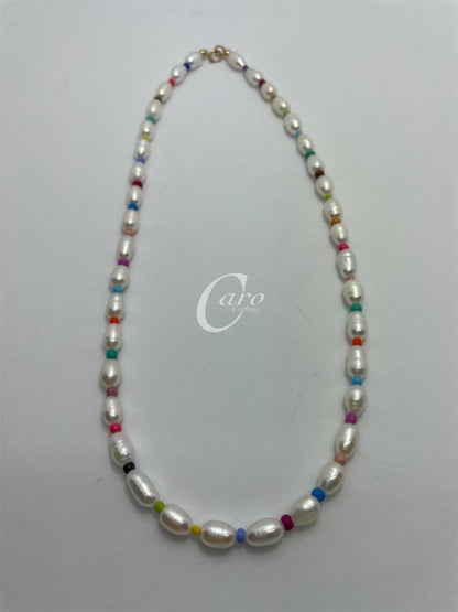 Colorful Fresh water pearl choker necklace