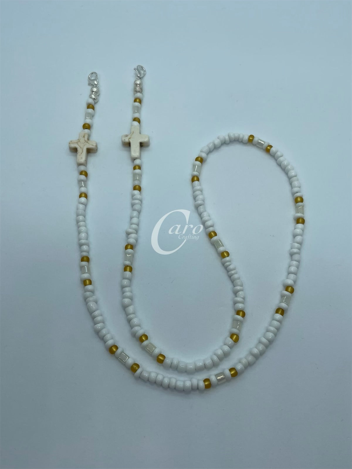 Cream and Orange Cross Mask Chain/Glasses Chain